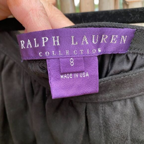 Ralph Lauren Collection purple label  100% Suede Midi Flare Skirt sz 8 old money - Picture 8 of 8